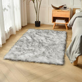 duduta White Faux Sheepskin Throw Rug 2x3 ft, Fluffy Shag Fur Chair Cover Small Bedside Dorm Rug Non Slip Washable