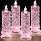 Rose Shadow LED Flameless Candles, 6PCS Romantic Battery Operated Candles Led Pillar Candles for Valentines Anniversary Wedding Christmas Decorations(White, D 2.5" x H 7.2")