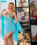 RSLOVE Women Sexy Lingerie Set 3 Piece Babydoll & Lace Kimono Robe Strap Chemise Mesh Nightgown Wine Red M