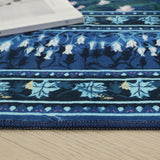 Rugcomf 2x6 Runner Rug Impressionist-Style Vintage Kitchen Rugs Non Slip Washable Soft Carpet Runner for Kitchen Laundry Bedroom Bathroom, Blue