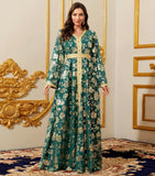 Embroidery Abayas for Women Muslim Moroccan Floral Maxi Kaftan Dress Arabic Islamic Dubai Robe Ramadan Prayer Clothes