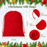 SilTriangle 48 Pcs Christmas Drawstring Gift Bags Bulk Small Cloth Christmas Sack Fabric Holiday Wrapping Pouches Xmas Drawstring Bags for Party Favor DIY Present Candy Goodie 6 x 8'', Red Green White