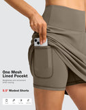 SANTINY 18" Skorts for Women 3 Pockets High Waist Long Athletic Tennis Skirt Golf Skort for Casual Summer Travel