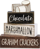 4 Pcs Christmas Table Decor Wooden Hot Cocoa Decoration Christmas Centerpiece Winter Tiered Tray Decor Decorative Red Hot Cocoa Block Signs Gift Farmhouse Xmas Decoration for Home Kitchen