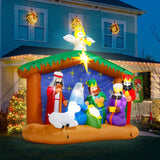 8FT Christmas Inflatables Nativity Scene, Blow Up Christmas Nativity Scene, LED Lighted The Birth of Jesus Scene Inflatables Decor, Christmas Outdoor Inflatable Decor for Xmas Yard Lawn Patio