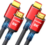 Snowkids 8K HDMI 2.1 Cable 1.5 ft, Non-Slip Nylon Braided, 48Gbps Ultra High-Speed HDMI Cables Cord, 10K 8K@60Hz, 4K@120Hz Compatible for TV/PS-5/X-box/Projector/Sound System & More