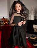 Arshiner Girls Dresses Contrast Mesh Puff Long Sleeve Mock Neck Formal Party A Line Short Tulle Dress