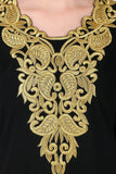 MyBatua Free Size Womens Kaftan Gold Embroidered Fancy Abaya Evening Gown Muslim Maxi Dress KF-003