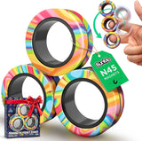 BUNMO Magnetic Rings Stocking Stuffers for Teens - Fidget Toys Adults - Stocking Stuffers for Boys - Magnetic Fidget Rings - Improved Stronger Magnets - Great Teen Gift - Multicolor