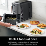 Ninja Air Fryer, 10QT DoubleStack XL 2-Basket, Compact Design, Cooks 5lb Whole Chicken, Feeds Up to 8 People, 6-in-1 Air Fryer, Roast, Bake & More, Easy to Clean, Dishwasher Safe Parts, Grey, SL401