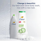 Dove Body Wash Refreshing Cucumber and Green Tea 4 Count Refreshes Skin Cleanser That Effectively Washes Away Bacteria While Nourishing Your Skin 20 oz