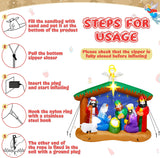 8FT Christmas Inflatables Nativity Scene, Blow Up Christmas Nativity Scene, LED Lighted The Birth of Jesus Scene Inflatables Decor, Christmas Outdoor Inflatable Decor for Xmas Yard Lawn Patio