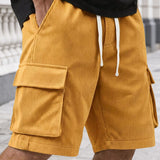 Corduroy Utility Shorts With An Elastic Waist And Drawstring