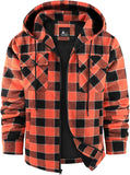 SCODI Mens Flannel Hooded Jacket Sherpa Lined Zip Up Hoodies for Men Plaid Shirt Jackets Warm Thick Fleece Coat with Pocket