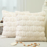 GEEORY Christmas Pillow Covers 18x18 Inch Set of 2, Christmas Decorations Xmas Tree Soft Plush Fluffy Faux Fur Decorative Throw Pillows Rustic Winter Decor Cushion Case Beige Brown GC034-18