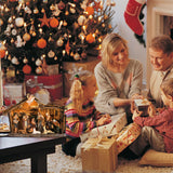 Bshine Nativity Scene Set Christmas Decor, Wooden Stable with LED Lights 12.4x9.05 Holy Family with Manger Baby Jesus Figurine, Nativity Scene Indoor Decor Home Desktop Collectible Ornaments