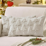 MIULEE Christmas Throw Pillow Covers Dark Green Christmas Decorations Set of 2 Xmas Tree 18x18 Pillow Covers Soft Plush Faux Wool Pillowcases Holiday Festivals Winter Home Decor Sofa Couch Bed Porch