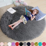 Amdrebio Light Pink Round Rug 4Ft for Girls Bedroom, Fluffy Circle Area Rugs for Kids Room Decor Aesthetic, Cute Shag Fuzzy Carpet for Nursery, Preppy Dorm, Classroom, Playroom, Teen, Baby, Washable