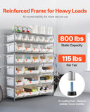 VEVOR 7-Tier Rolling Bin Storage Rack, 26 Organizer Bins, Bin Rack Storage Steel Wire Shelving System with Wheels, Mobile Tool Organizer for Garage, Warehouse, Office, Restaurant, Classroom, Kitchen