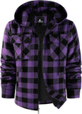 SCODI Mens Flannel Hooded Jacket Sherpa Lined Zip Up Hoodies for Men Plaid Shirt Jackets Warm Thick Fleece Coat with Pocket