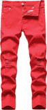 Boy's Skinny Fit Ripped Destroyed Distressed Stretch Slim Jeans Pants