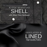 Jones NY Mid-Length Womens Quilted Jacket with Pockets - Winter Coats for Women, Black