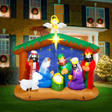 8FT Christmas Inflatables Nativity Scene, Blow Up Christmas Nativity Scene, LED Lighted The Birth of Jesus Scene Inflatables Decor, Christmas Outdoor Inflatable Decor for Xmas Yard Lawn Patio