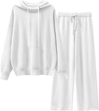 ANRABESS Women 2 Piece Outfits Sweater Sets Loose Long Sleeve Hoodies Knit Pullover Wide Leg Pants 2025 Fall Lounge Sweatsuit
