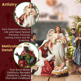TOETOL Nativity Sets for Christmas Indoor Set of 13 Pieces 7.9 Inch Tall Resin Holy Family Scene Figurine Ornament Religious Christmas Table Decorations Collection Gifts Holidays Decor