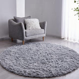 FJZFING Navy Blue Round Rug Ultra-Soft Plush Modern 4x4 Circle Area Rug for Kid's Bedroom, Fluffy Shag Circular Rug for Nursery Room, Non-Slip Home Decor Cute Navy Blue Carpet for Teen's Room