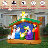 8FT Christmas Inflatables Nativity Scene, Blow Up Christmas Nativity Scene, LED Lighted The Birth of Jesus Scene Inflatables Decor, Christmas Outdoor Inflatable Decor for Xmas Yard Lawn Patio