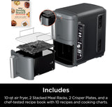 Ninja Air Fryer, 10QT DoubleStack XL 2-Basket, Compact Design, Cooks 5lb Whole Chicken, Feeds Up to 8 People, 6-in-1 Air Fryer, Roast, Bake & More, Easy to Clean, Dishwasher Safe Parts, Grey, SL401