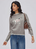 CIDER Women's Fall Sweaters Long Sleeve Cute Sweaters Bear Graphic Crewneck Soft Knit Casual Cropped Pullover