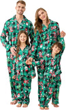 Satin Family Christmas Pajamas Set Soft Button Down Holiday Sleepwear Matching PJs for Couple Men Women Jammies Party