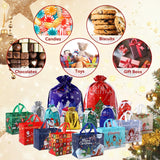 PARTTELY 30 Pack Drawstring Christmas Gift Bags Assorted Sizes Reusable Christmas Tote Bags Gifts Wrapping (22 Pack Drawstring Bags 8 Pack Tote Bags)