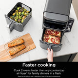 Ninja Air Fryer, 10QT DoubleStack XL 2-Basket, Compact Design, Cooks 5lb Whole Chicken, Feeds Up to 8 People, 6-in-1 Air Fryer, Roast, Bake & More, Easy to Clean, Dishwasher Safe Parts, Grey, SL401