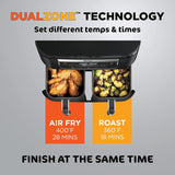 Ninja DZ090 6-Quart Dual-Zone 2-Basket Air Fryer - Roast, Bake, Dehydrate (Renewed)