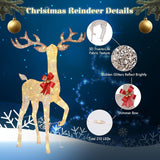 Yescom 3-Piece Large Pre-Lit LED Reindeer Christmas Decor, 110V Plug-in Light Up Deer Family Set Outdoor Decorations for Yard Holiday, 3D Golden Outside Patio Deck Lawn Ornaments with Stack 2025 Xmas
