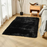 duduta White Faux Sheepskin Throw Rug 2x3 ft, Fluffy Shag Fur Chair Cover Small Bedside Dorm Rug Non Slip Washable
