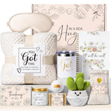 Get Well Soon Gifts Baskets for Women Self Care Gifts, Spa Care Package After Surgery Inspirational Thinking of You Sympathy Gift, Feel Better Encouragement Gift for Women Sick Friends Mom w/ Blanket