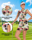 WOWENY Tennis Dress Polo Buttons Golf Dresses with Built in Shorts and Pockets Ruffle Sleeveless Athletic Workout Dress
