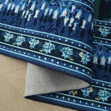 Rugcomf 2x6 Runner Rug Impressionist-Style Vintage Kitchen Rugs Non Slip Washable Soft Carpet Runner for Kitchen Laundry Bedroom Bathroom, Blue