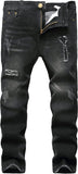 Boy's Skinny Fit Ripped Destroyed Distressed Stretch Slim Jeans Pants