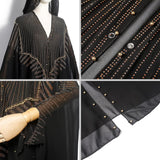 IBTOM CASTLE Abaya for Women Muslim, Beaded Embroidered Maxi Kaftan Dress Cardigan Caftan Dubai Arabic Kimono Robe