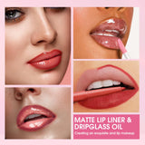 Jolilab Matte Lip Liner Lip Oil Set, Lip Makeup Set Natural Smooth Long-Lasting And Hydrating Beauty Daily Cosmetics Gift for Girls Easy-to-Use（12pcs）