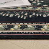 Rugcomf 4x6 Rug for Bedroom Impressionist-Style Vintage Washable Rugs Non Slip Low Pile Small Carpet for Bedside Kids Room Office Dining Room, Green