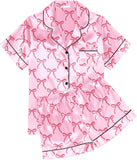 Ekouaer Womens Silk Satin Pajama Sets Soft Short Sleeve Button Down Sleepwear Top and Shorts 2 Piece Pjs Lounge Set