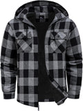 SCODI Mens Flannel Hooded Jacket Sherpa Lined Zip Up Hoodies for Men Plaid Shirt Jackets Warm Thick Fleece Coat with Pocket