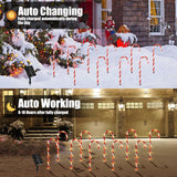 Christmas Decorations Outdoor, 10 Pcs Candy Cane Lights, 21'' Solar Pathway Lights with 8 Lighting Modes, Waterproof Garden Lights for Christmas Patio Yard Walkway Decorations