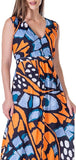 24seven Comfort Womens Orange Butterfly Print V Neck Tie Back Empire Wai